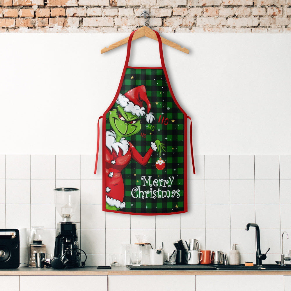 Christmas Apron Grinch Santa Style Home Kitchen Apron Christmas Supplies