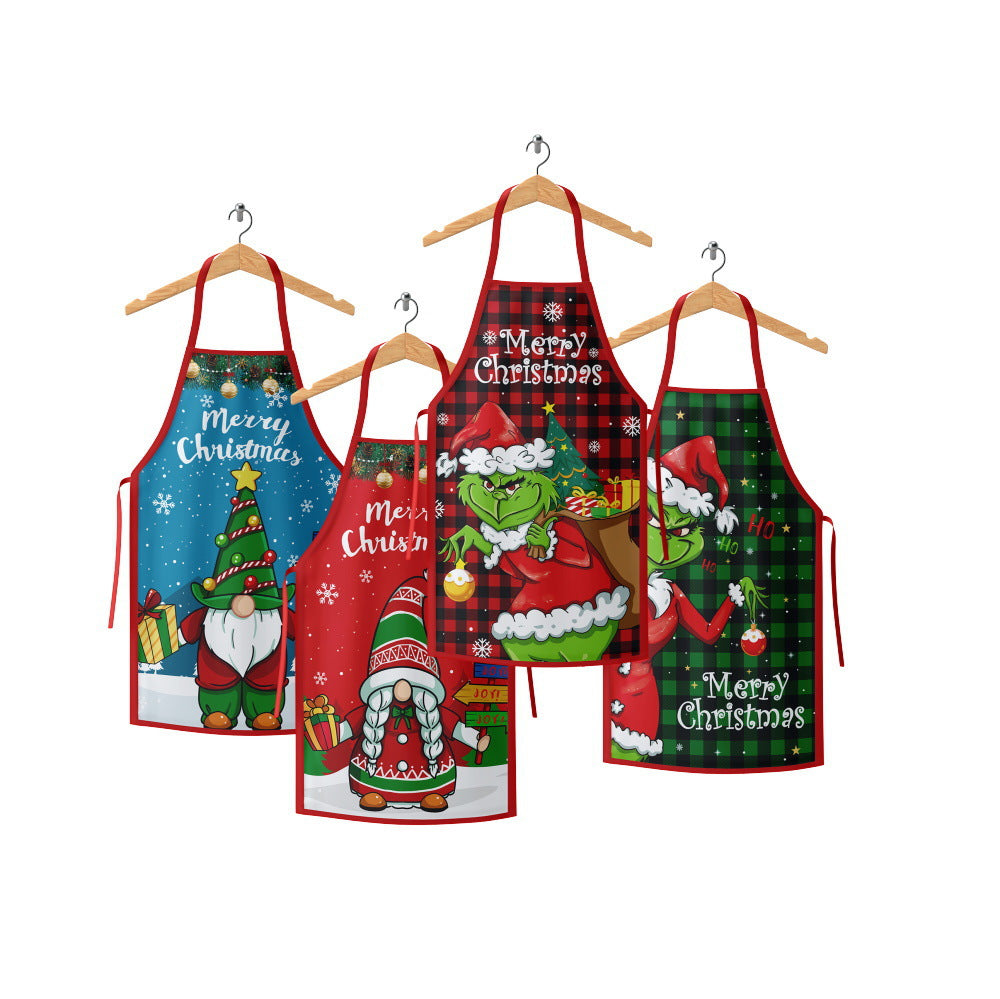 Christmas Apron Grinch Santa Style Home Kitchen Apron Christmas Supplies