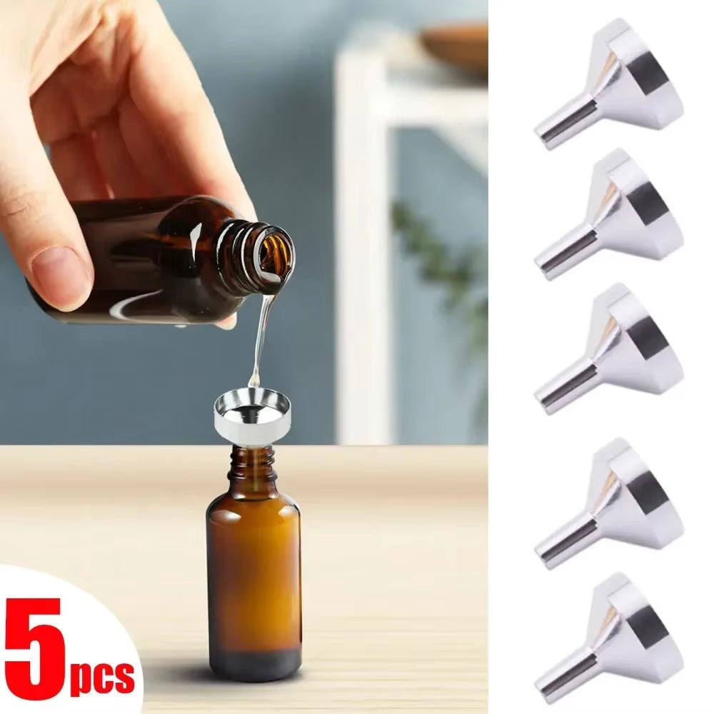 1/5Pcs Mini Metal Aluminum Funnel Kitchen Oil Liquid Funnel with Detachable Filter Wide Mouth Funnel for Canning Kitchen Tools