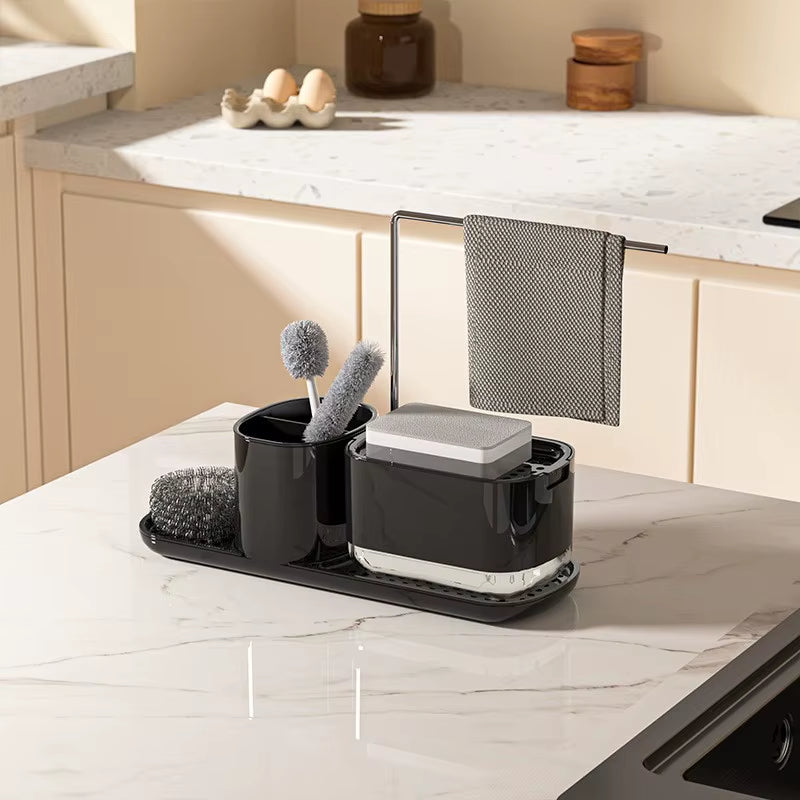 4-In-1 Kitchen Soap Dispenser Set with Dish Soap Holder Dish and Hand Soap Dispenser Kitchen Storage Organizer Kitchen Dispenser