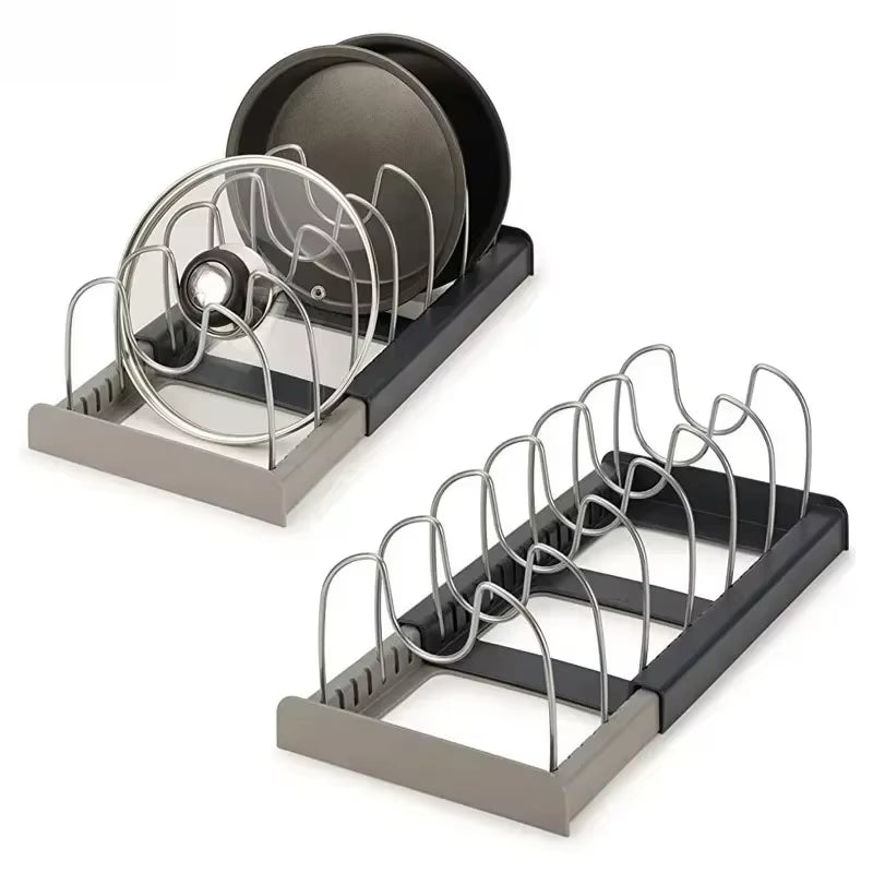Expandable Pots and Pans Storage Rack for Cabinets Pot and Lid Holder with 6 Adjustable Shelves for Kitchen Organization Tools