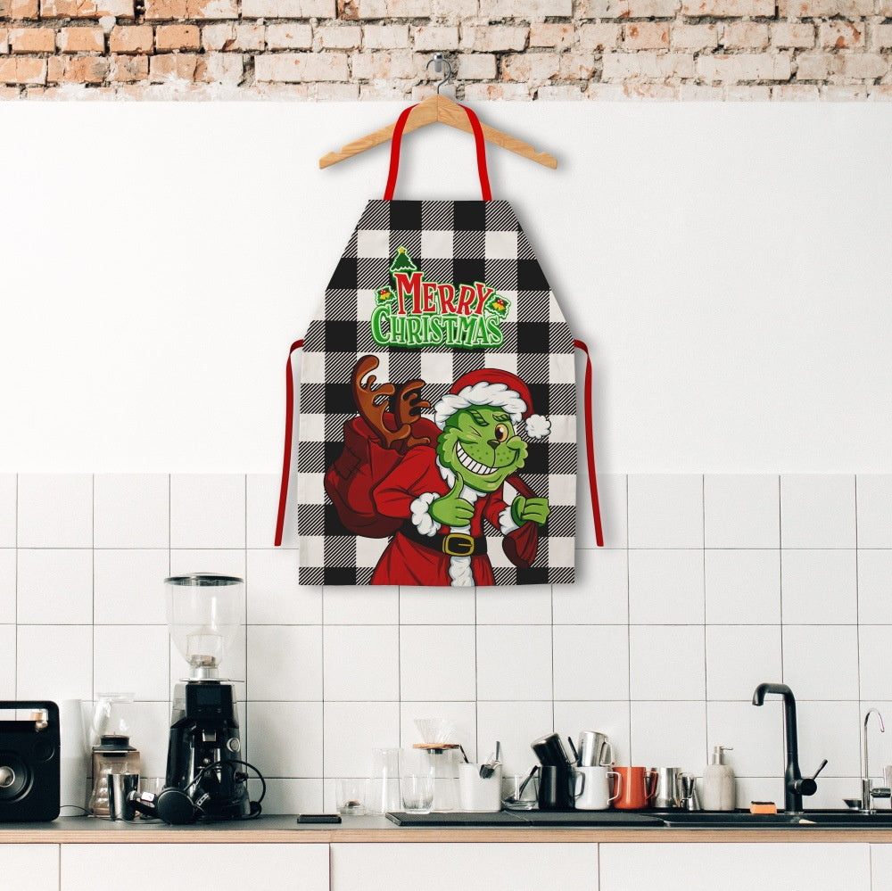 Christmas Apron Grinch Santa Style Home Kitchen Apron Christmas Supplies
