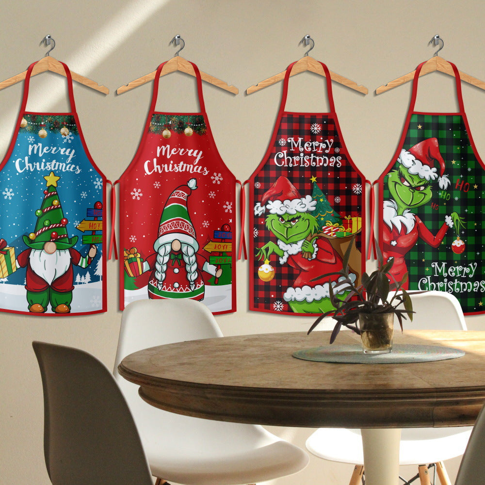 Christmas Apron Grinch Santa Style Home Kitchen Apron Christmas Supplies