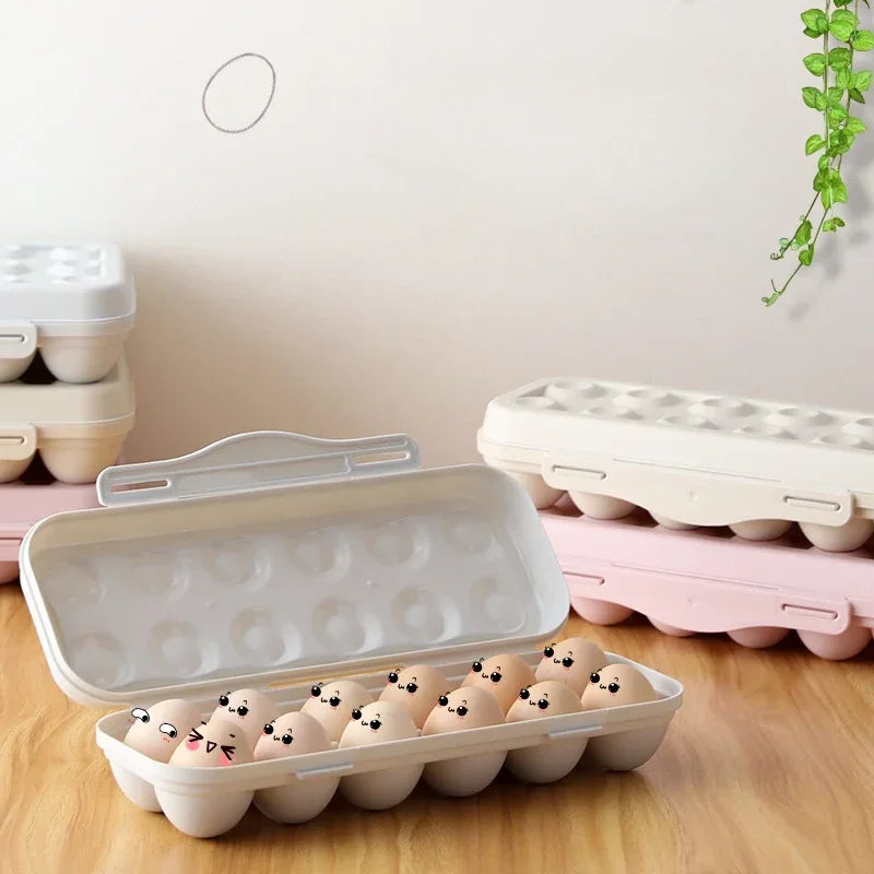 Egg Tray Holder with Cover Kitchen Storage Egg Container Refrigerator Preservation Flip Storage Box Household Kitchen Supplies